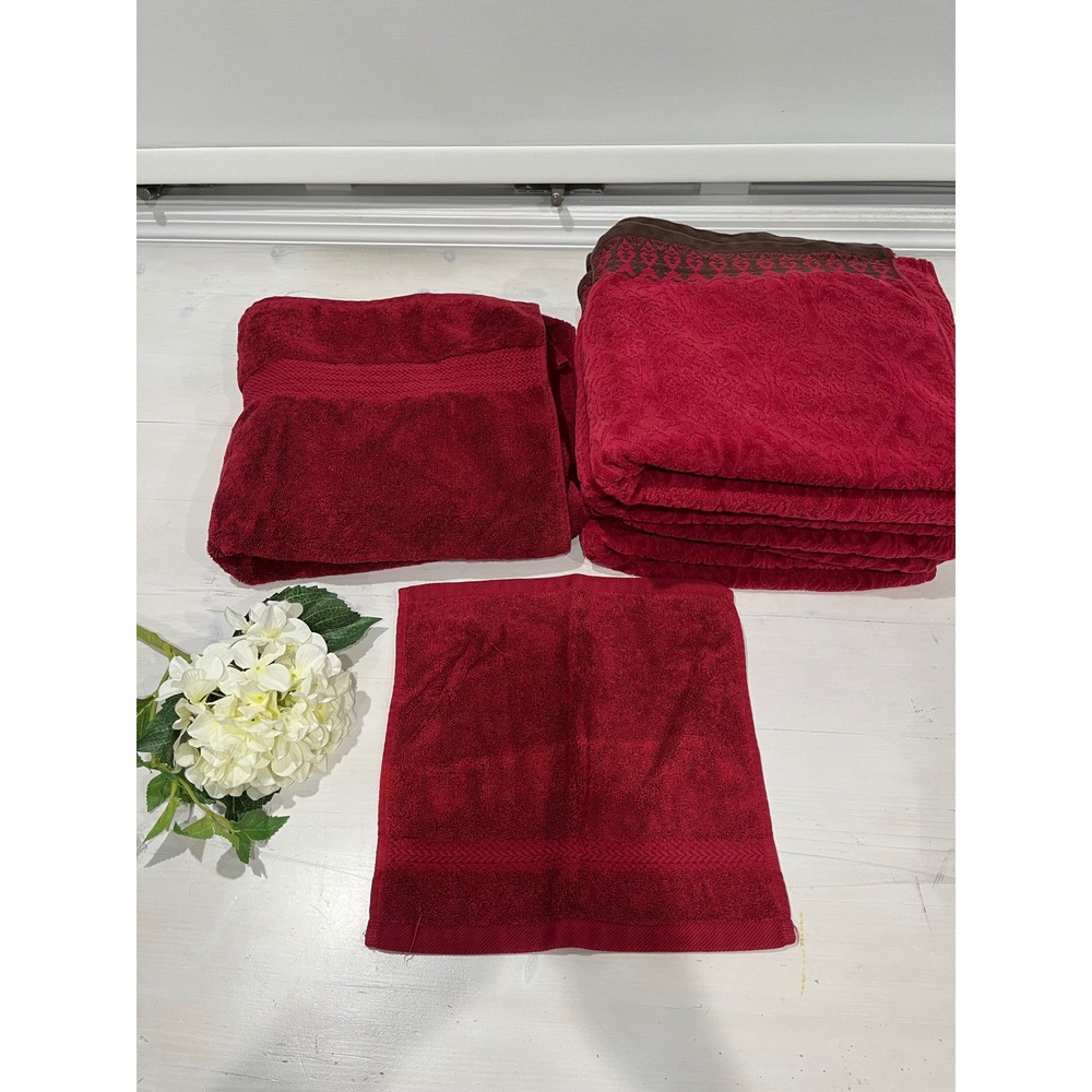 Home Spa 100% Egyptian‎ Cotton washcloth & bath towel set + 3 Piece bath towels
